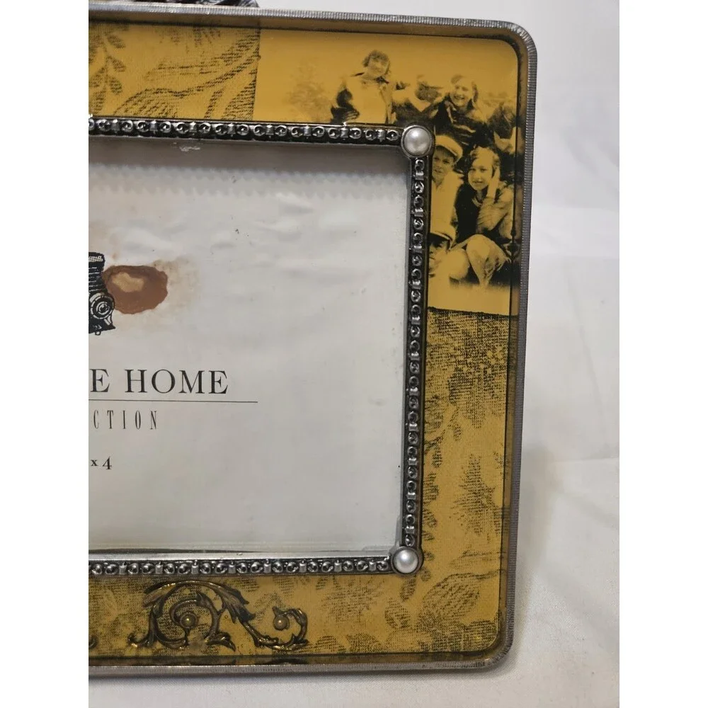 Vintage Home Collection 6 x 4 Friends Yellow Metal Glass Ornate Picture Frame